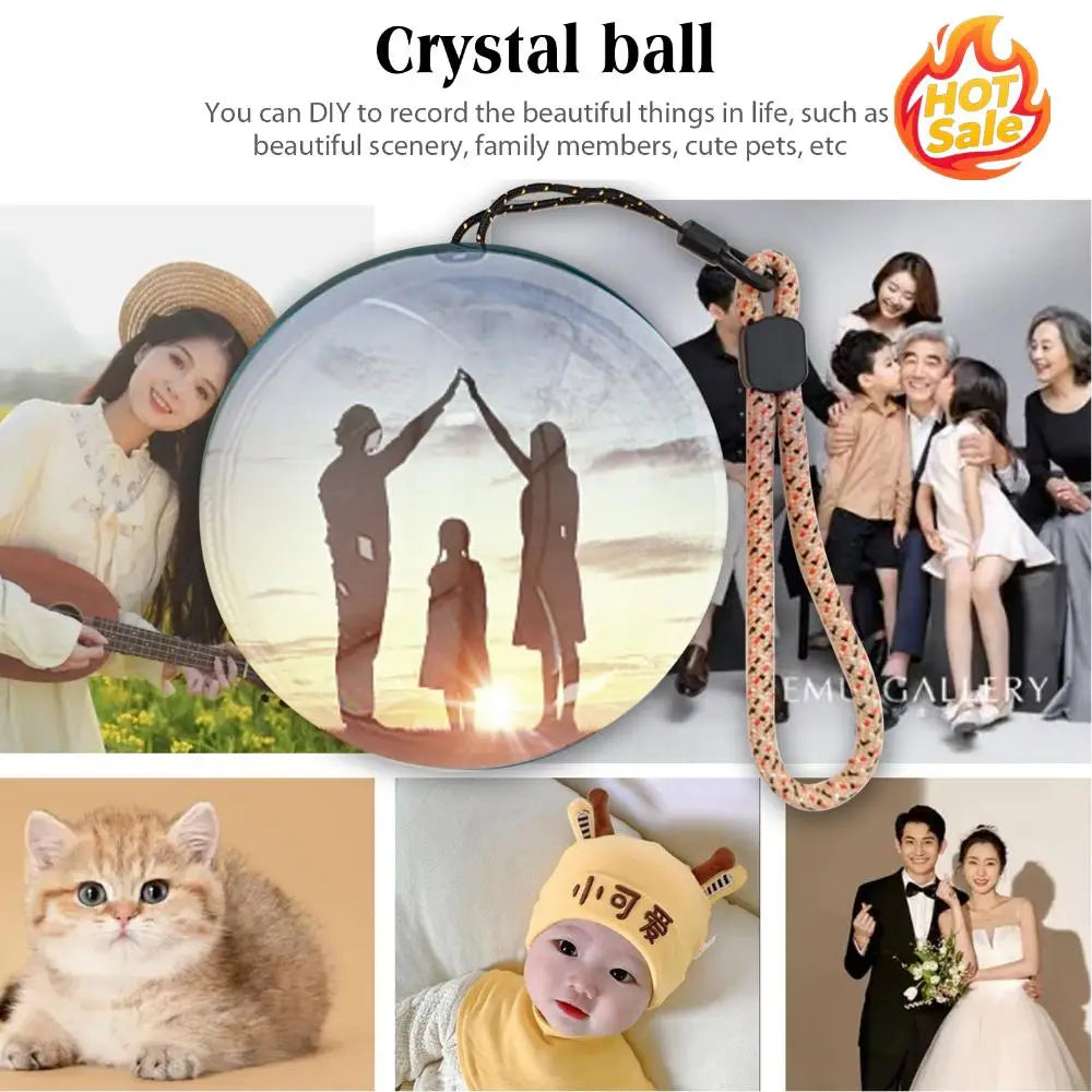 3D Video Crystal Ball with Stand Video Glass Ball with Black Base Memory Sphere Lamp Gift for Birthday Wedding